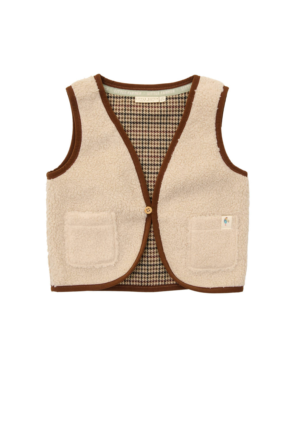 Little Dutch reversible gilet met teddy bruin/beige