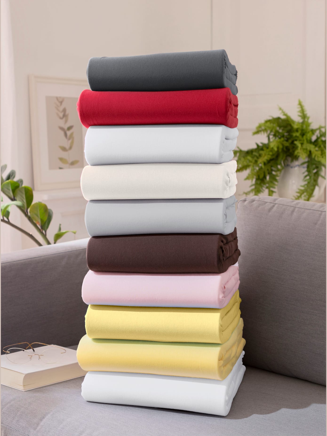 Drap-housse jersey fin maco à repassage superflu
