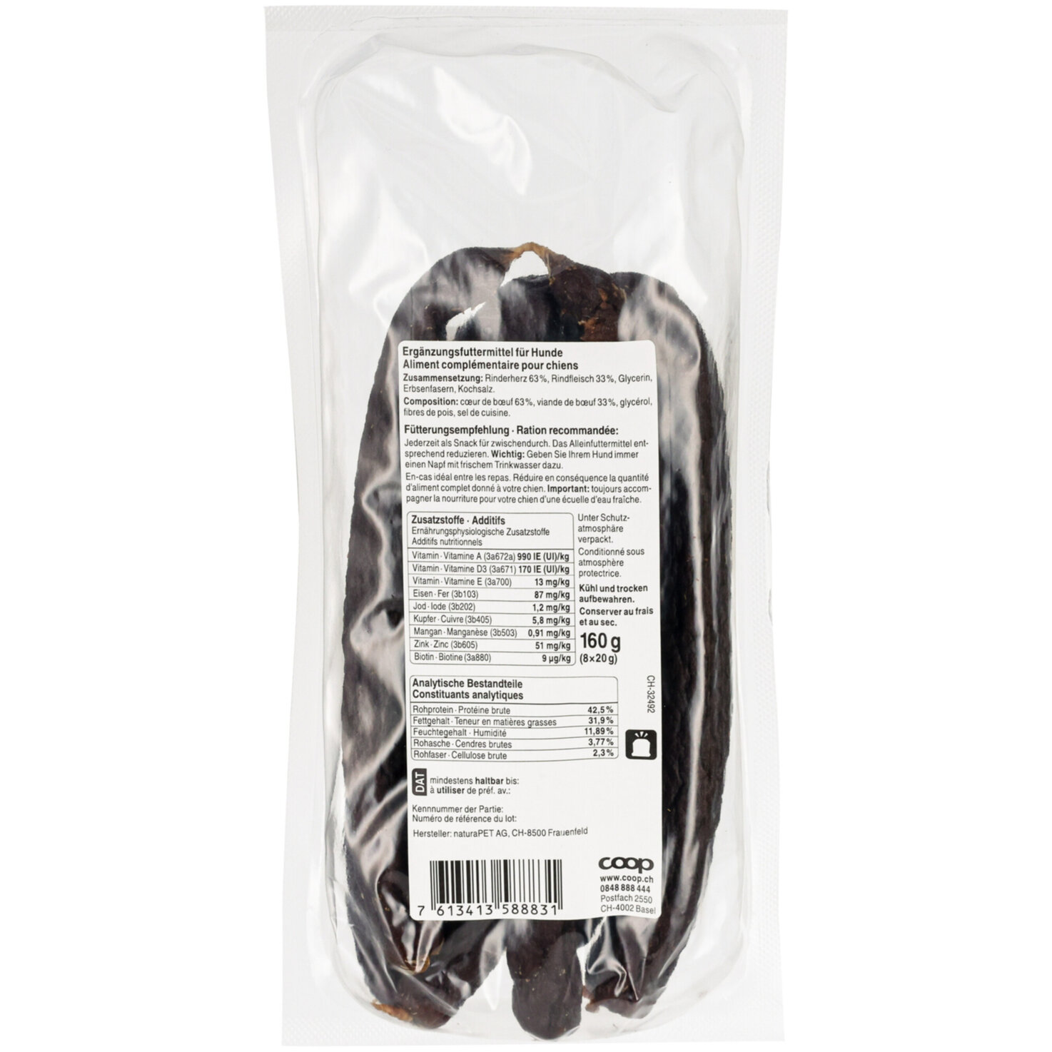 Naturaplus Hundesnack Beef 8x20g