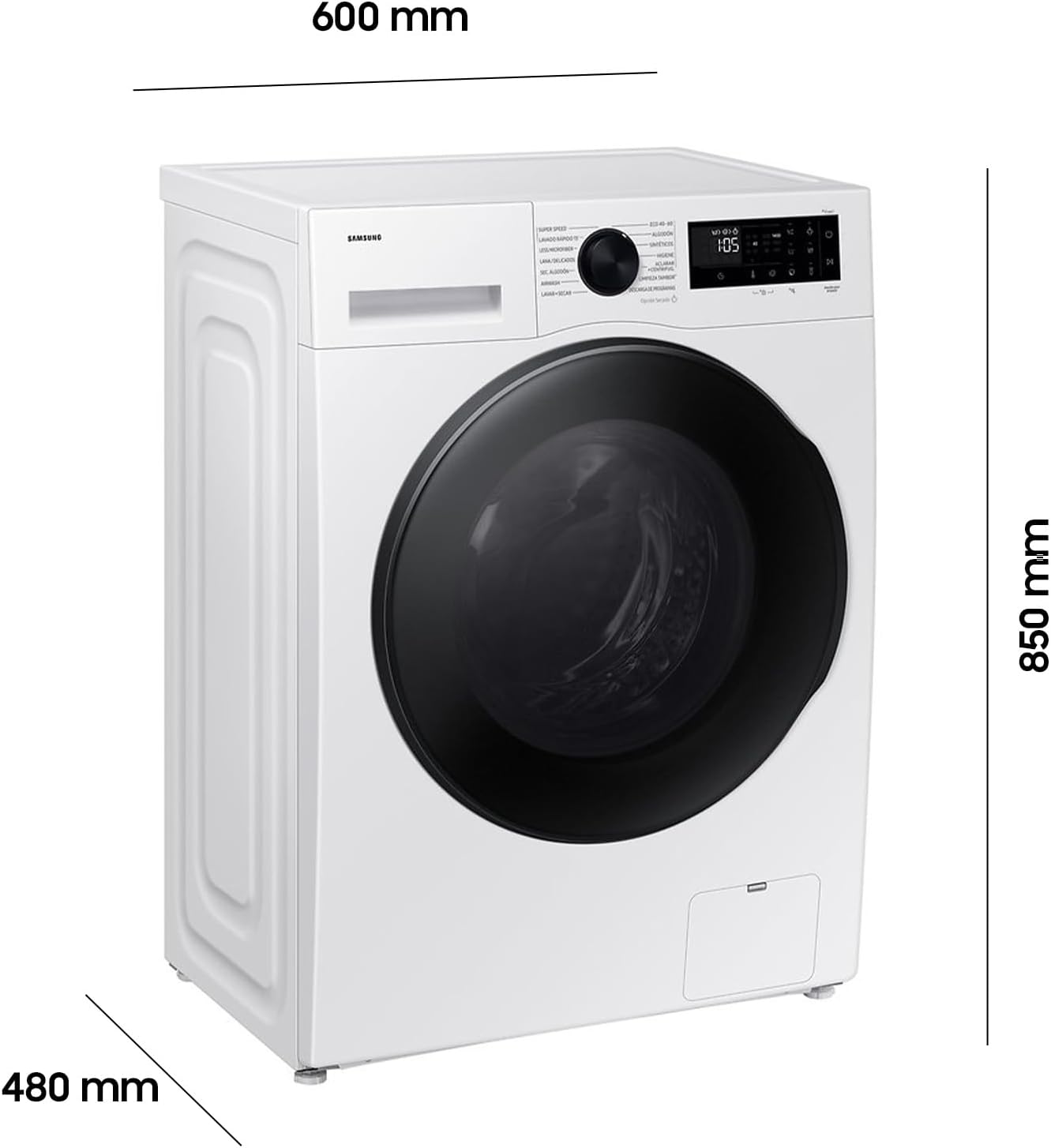Samsung WD6100D SLIM AI Waschtrockner WD90DG5G34BEEG, 9+5 kg, Extra sparsam, EEK: E/A (-10%), Nur 48 cm tief, Waschmaschine + Trockner in einem, AI Ecobubble, WiFi, SmartThings, SuperSpeed, Weiß