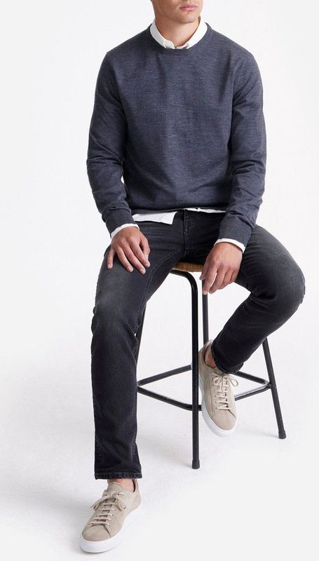 King Essentials The John Pullover Merino Antraciet - Heren - Pullovers