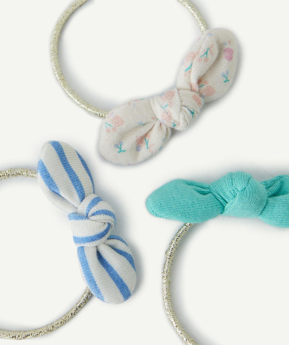 LOT DE 3 ÉLASTIQUES BÉBÉ FILLE COULEUR DORÉE AVEC NOEUDS