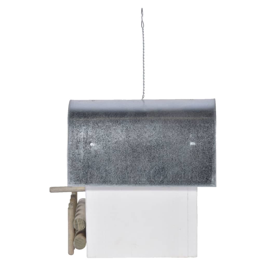 Nichoir à oiseaux ivory avec toit arrondi en zinc blanc/argenté
