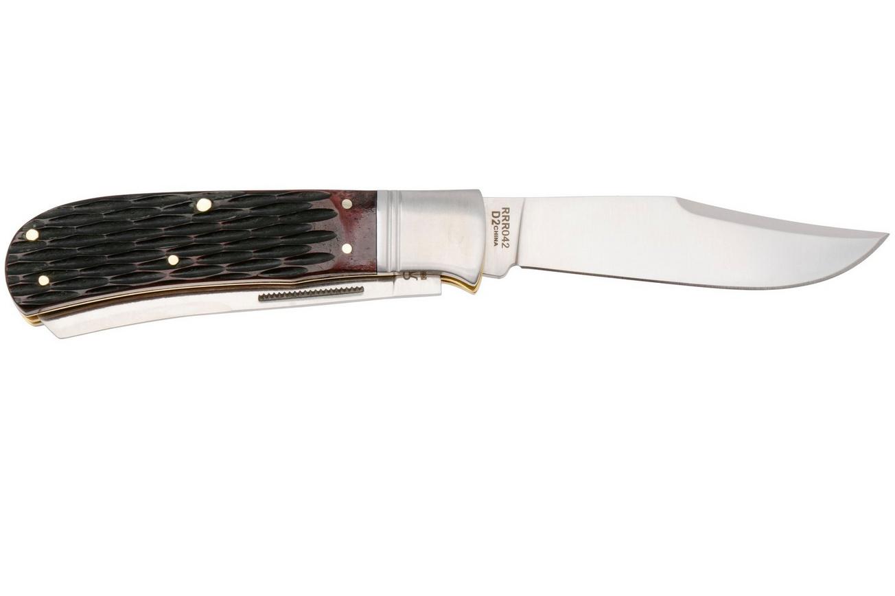 Rough Ryder Reserve Big Belly Trapper RRR042, D2, Finger Grooved Brown Bone, slipjoint zakmes