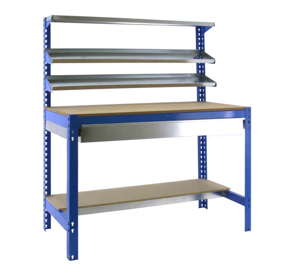 PROREGAL Buffalo werkbank met voorplank en lade, HxBxD 84 x 150 x 76 cm, draagvermogen 600 kg, blauw