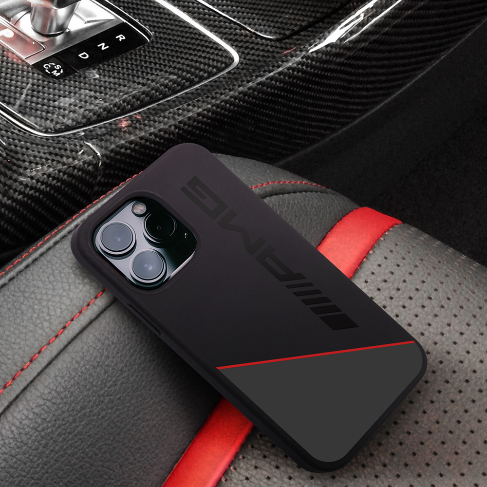 iPhone 13 Pro Echtleder Hardcase Hülle Debossed (AMHCP13LGSEBK) - Schwarz