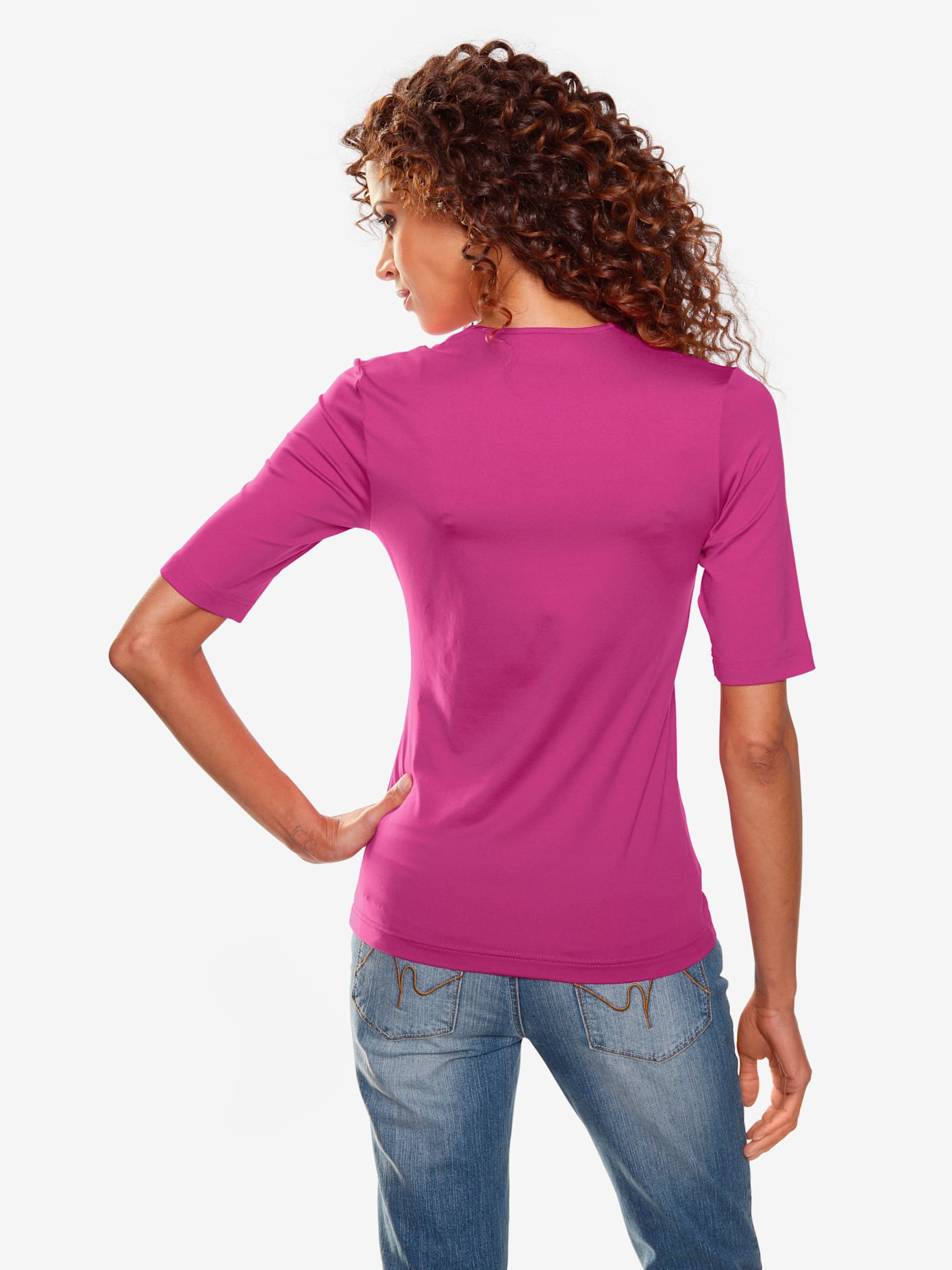 T-shirt en v manches mi-longues et encolure en v féminine