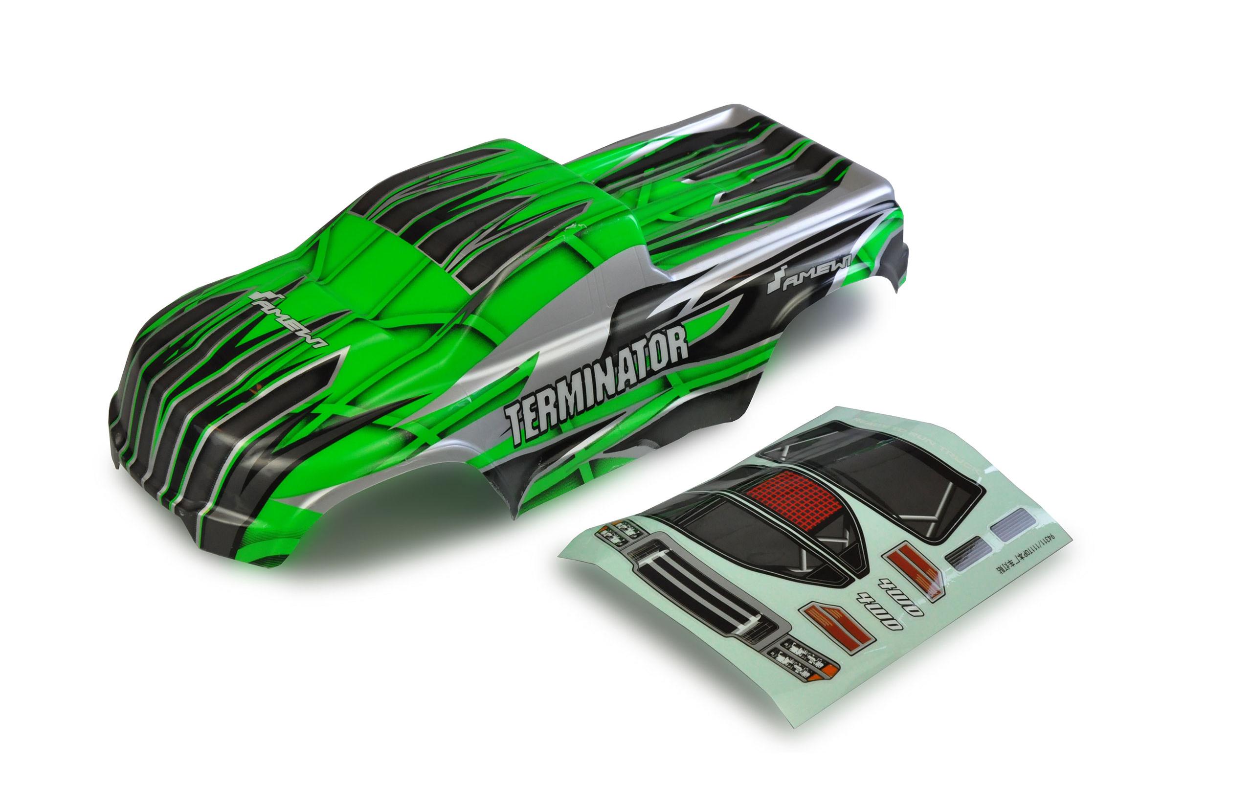 Karosserie Monstertruck AMX Terminator, Grün, 1:10Fertig lackierte Lexan Karosserie