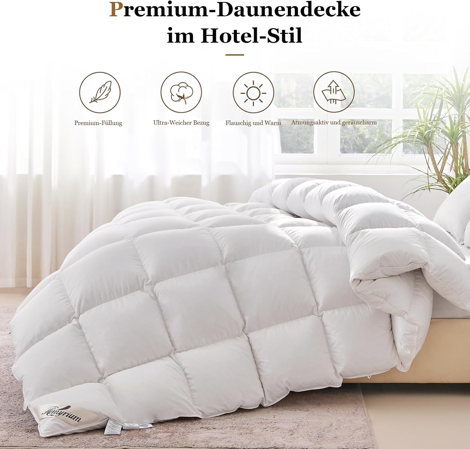 Homyrium Daunendecke 200x220 Winter Bettdecke 200x220cm Daunen Winterdecke 220x200 Daunen Warm Daunenbettdecke Federbettdecke, Füllgewicht: 2600gr Oeko-TEX und RDS Zertifiziert