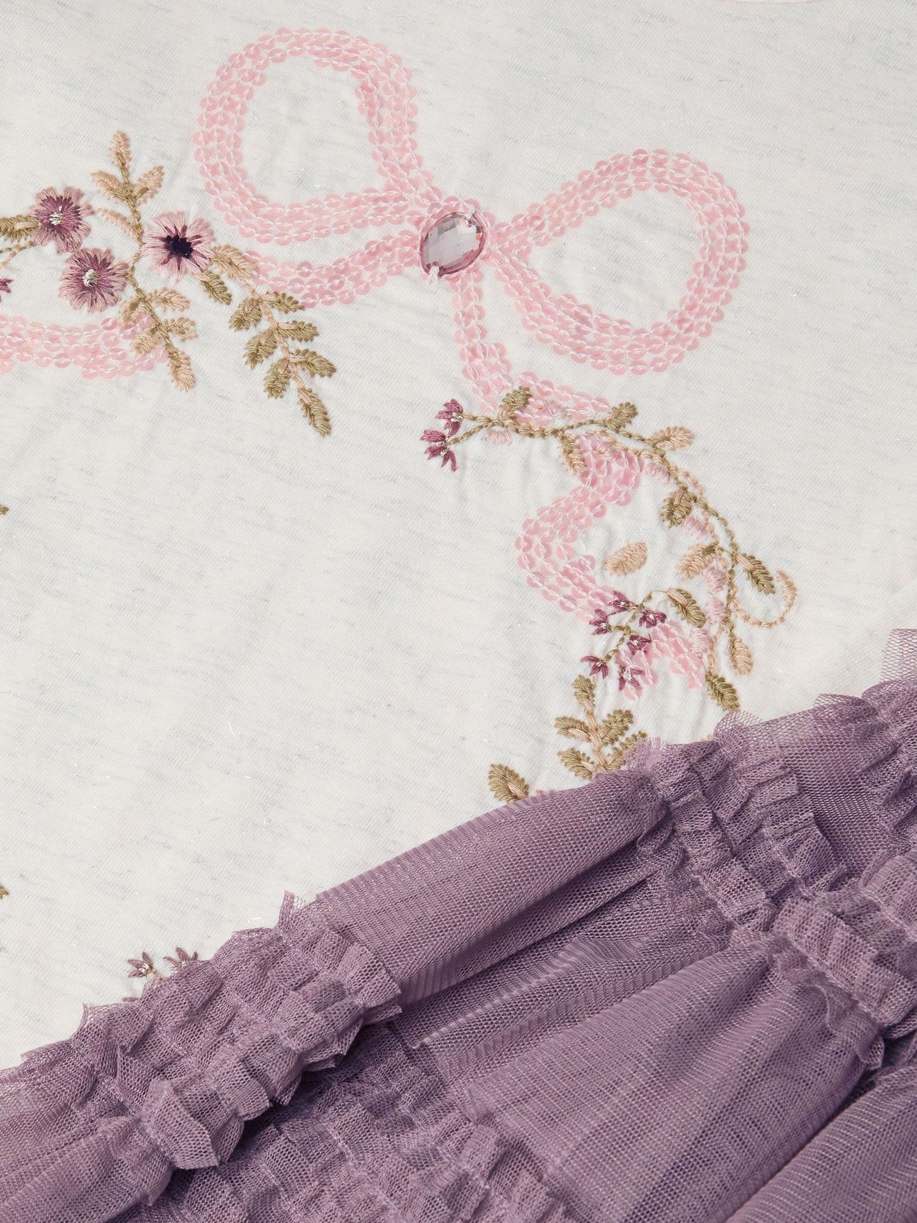 Monsoon Floral Embroidered Top & Ruffle Skirt Set