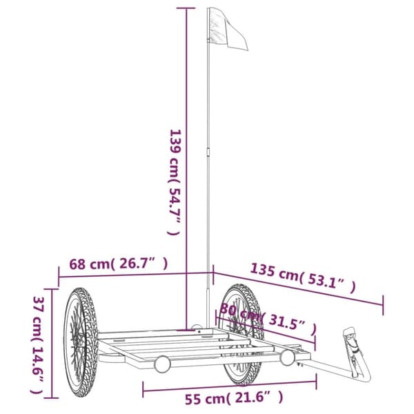 vidaXL Sykkelhenger svart 135x68x37 cm jern