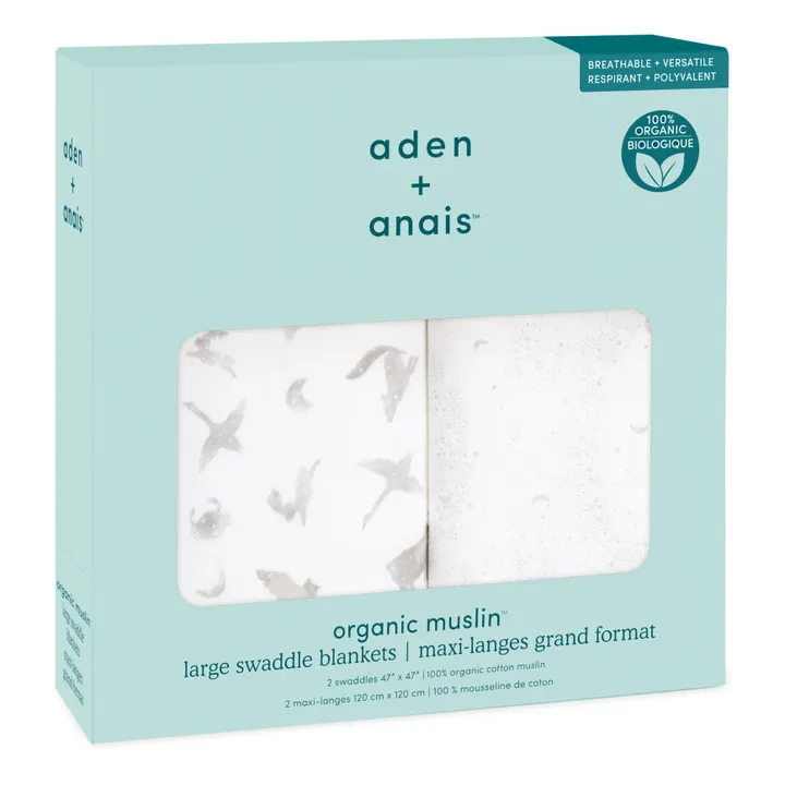 aden + anais Maxi-langes Map The Stars - Set de 2 | Gris clair