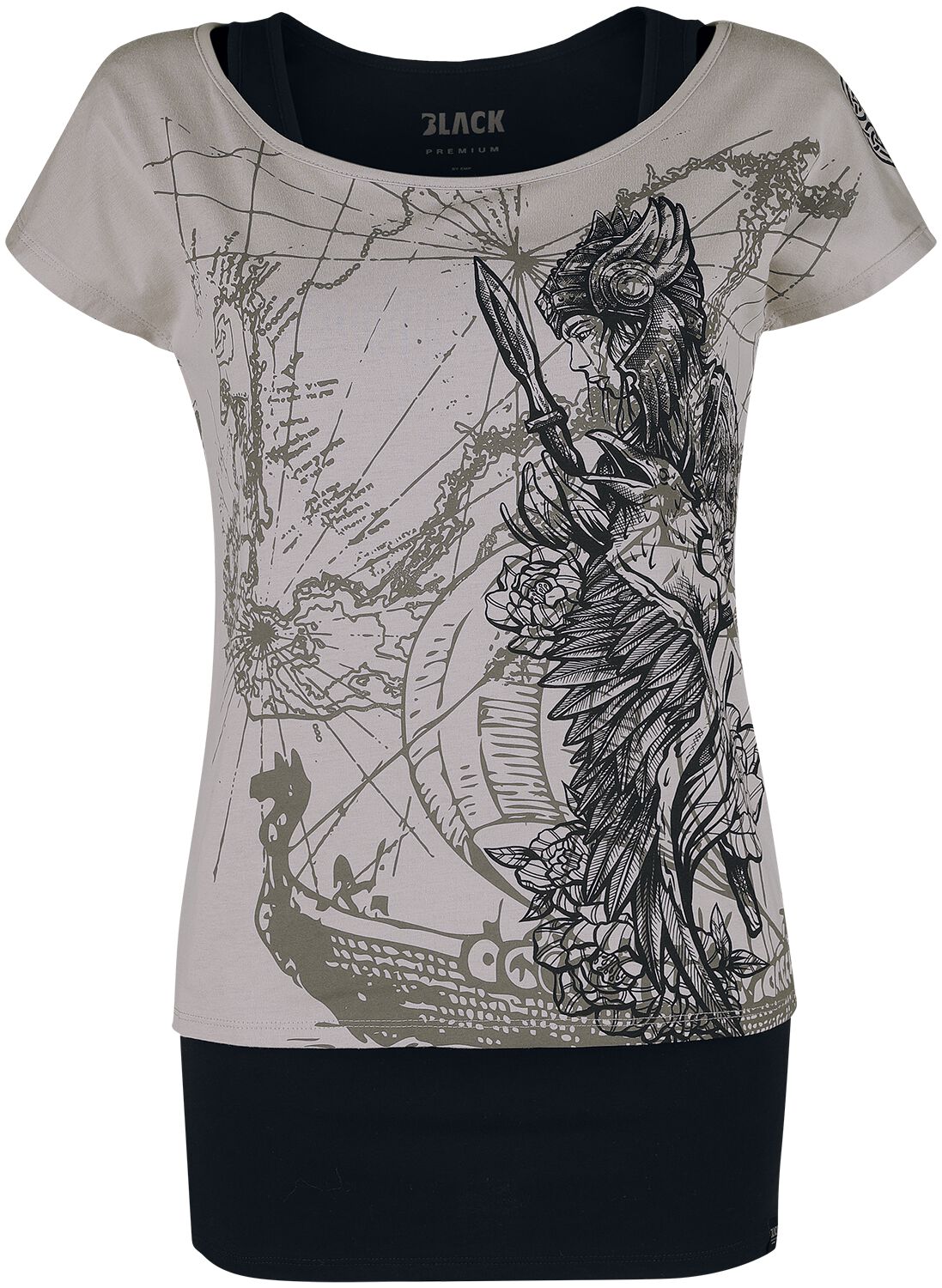 T-Shirt Double Épaisseur Avec Imprimé Frontal Détaillé | Black Premium by EMP T-Shirt Manches courtes