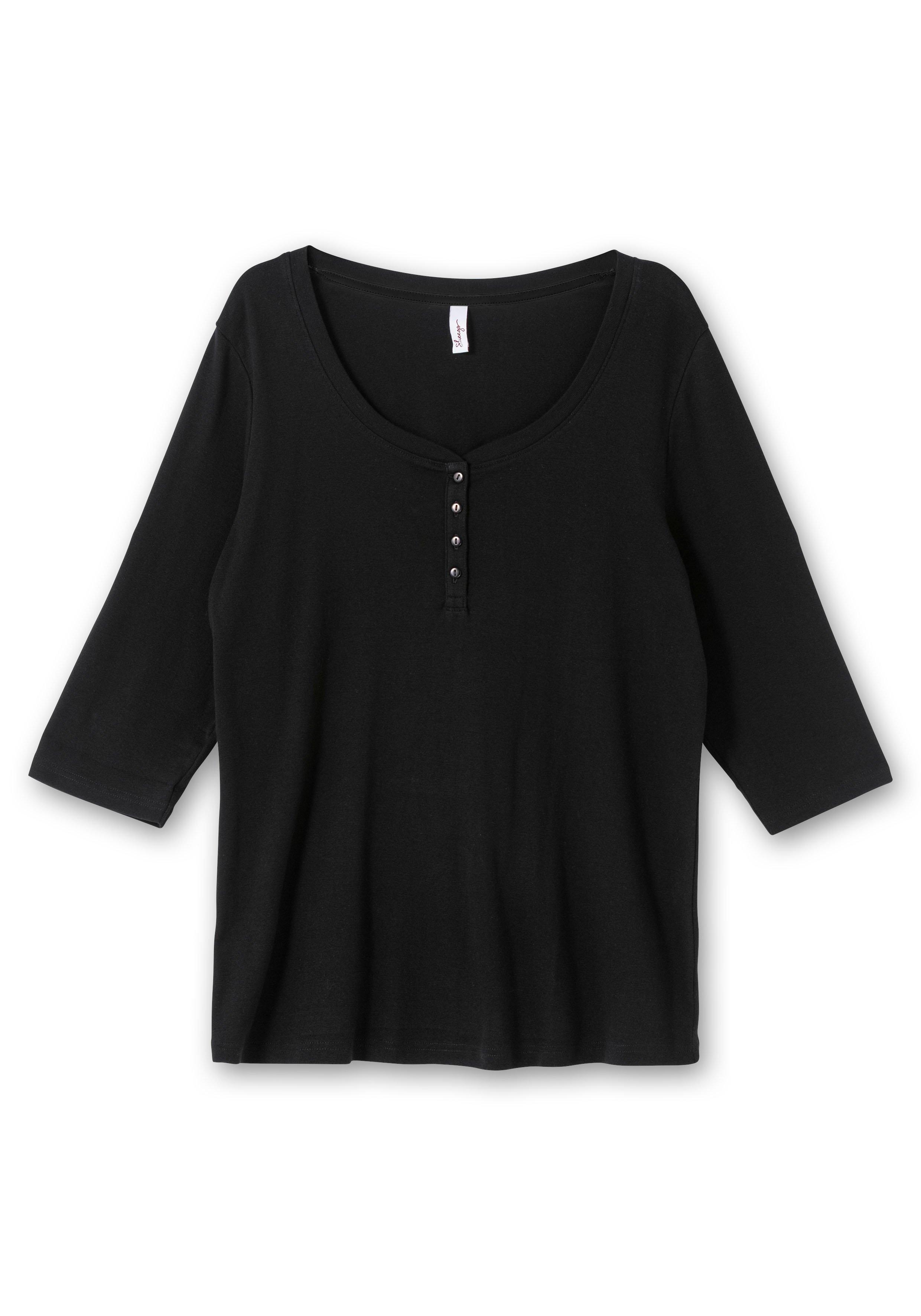 Henleyshirt mit 3/4-langen Krempelärmeln