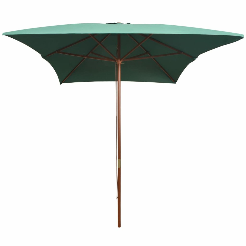 Parasol mobilier de jardin avec poteau en bois 200 x 300 cm vert