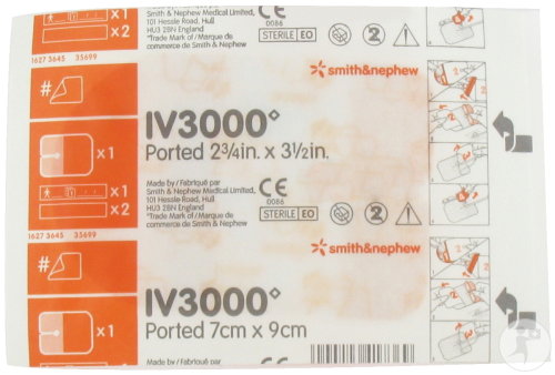 Smith&Nephew Opsite IV3000 1-Ported Pansement Pour Fixation De Cathéters 7x9cm 1 Pièce