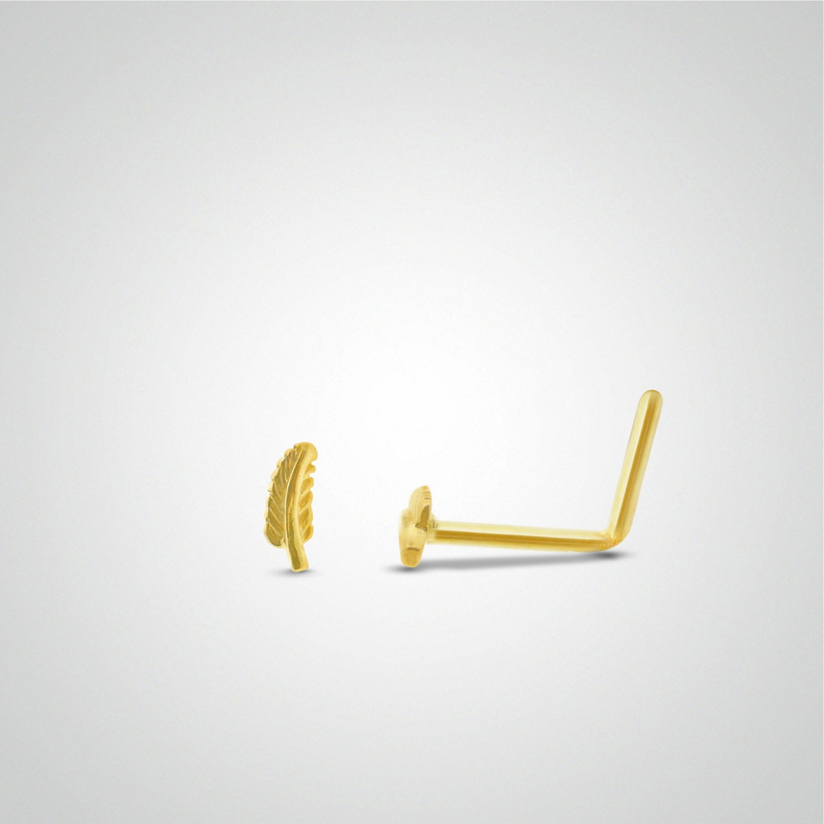 Piercing de nez plume or jaune avec barre pliée