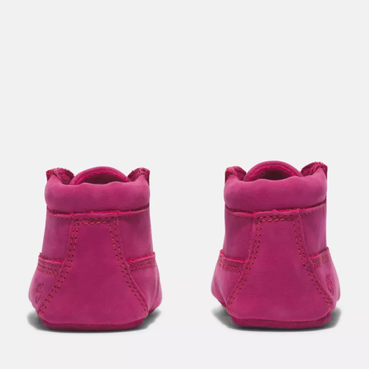 Sapatinho de Berço: Conjunto de Sapatinho e Chapéu em Rosa Escuro