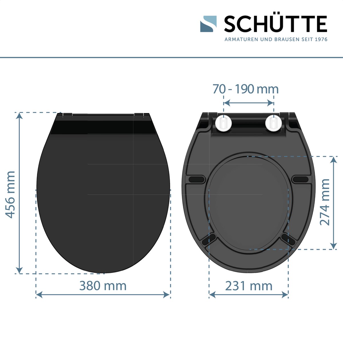 Schutte Presley dunne toiletzitting met softclose en quick release zwart