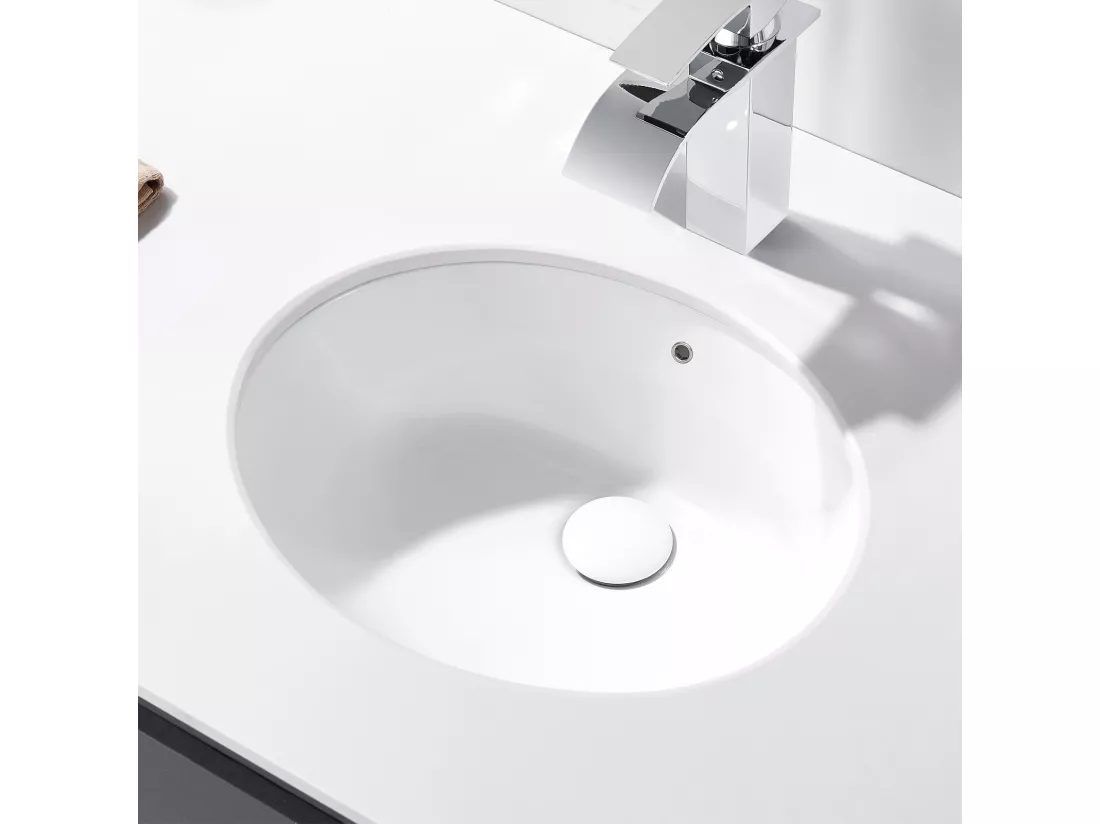 Auralum max Bonde Lavabo Universel Pop Up avec Filtre Anti-Clogging,Bonde Lavabo Salle Bain avec Trop Plein,avec Couvercle Céramique,Blanc