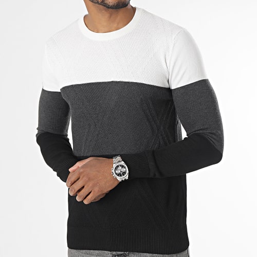 Pull Noir Gris Blanc