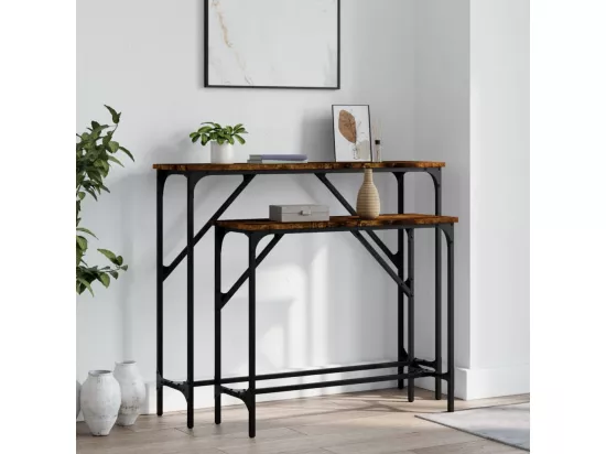 Tables console 2 pièces chêne fumé bois d'ingénierie