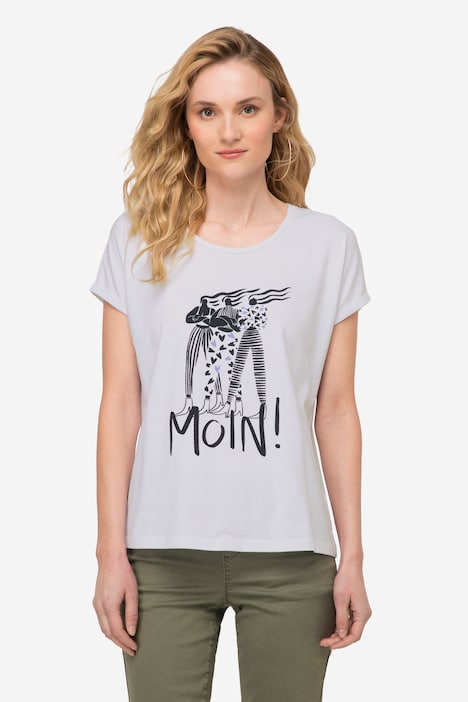 T-Shirt, oversized, Frauen Motiv, Rundhals