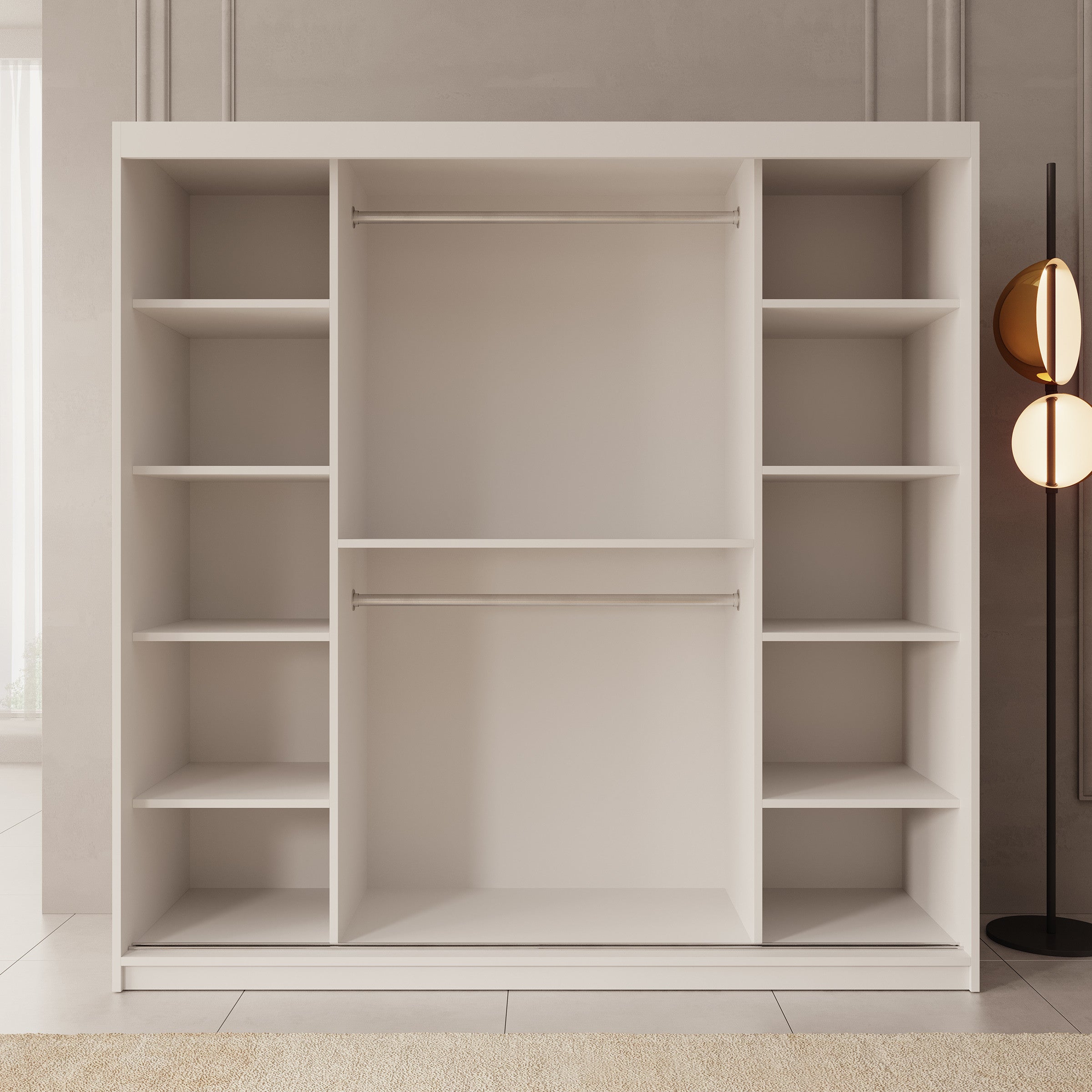 Ulysses - Kledingkast met schuifdeuren - Wit - 200x62x200 cm