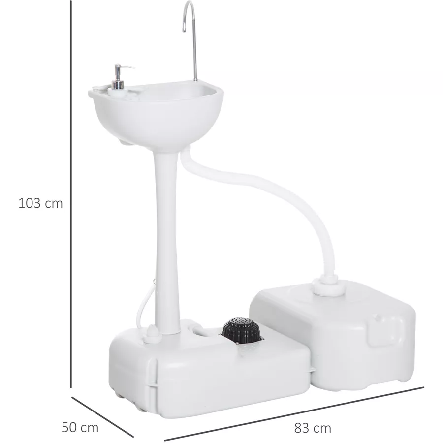 Outsunny Camping Waschbecken mit Abwassertank grau