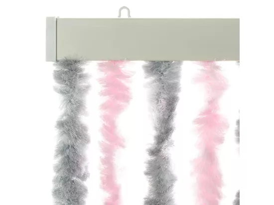 Rideau anti-mouches gris argenté et rose 100x230 cm chenille