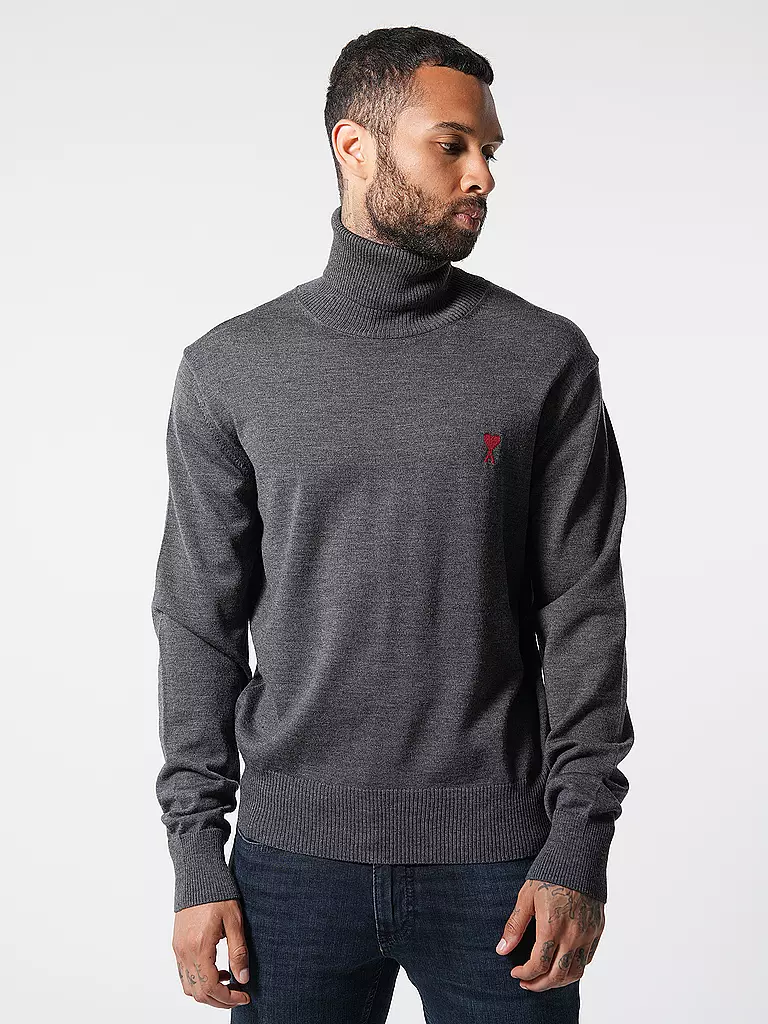 AMI PARIS Rollkragenpullover grau