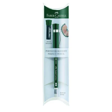 Faber-Castell Perfekter Bleistift Castell 9000, Härtegrad B, Schaftfarbe: grün