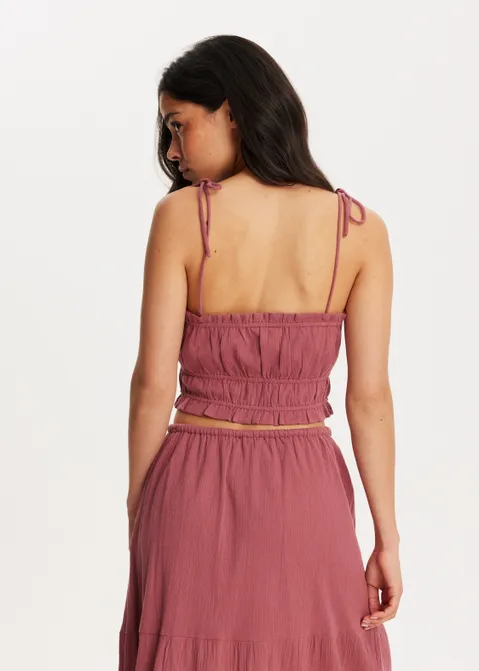 Top met geplooide details paars (MAUVE.L)