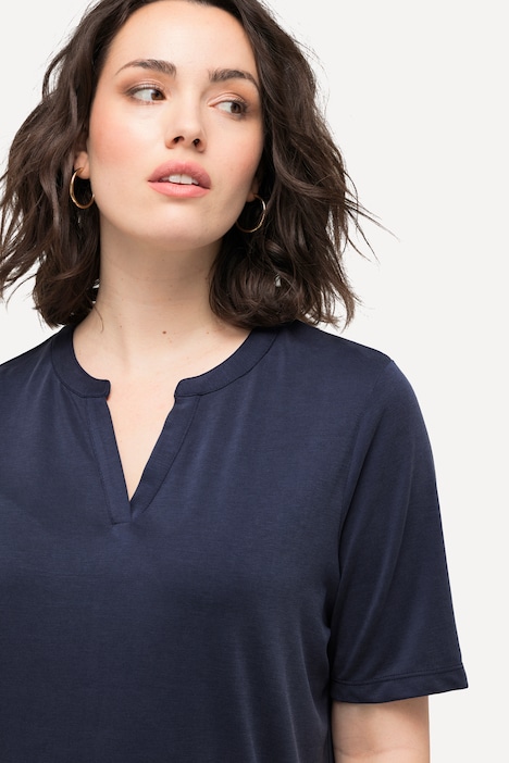 T-Shirt, Tunika-Ausschnitt, Halbarm, Modalmix