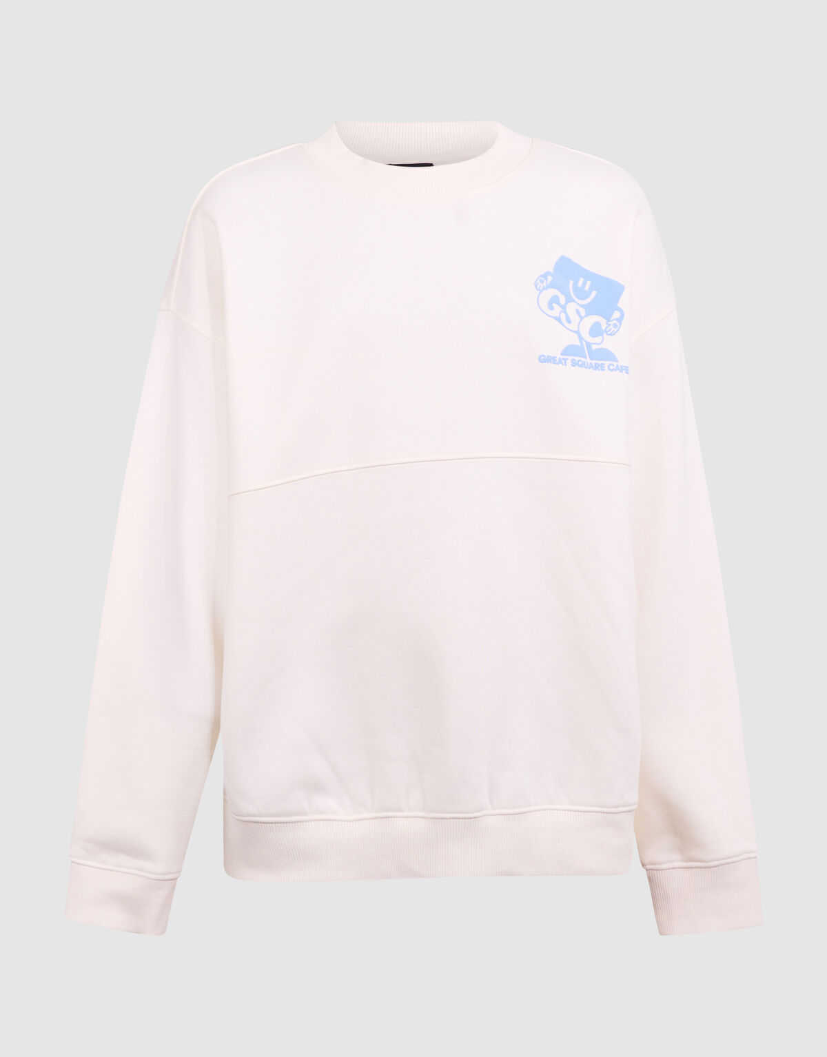 Café Artwork Sweater Gebroken Wit