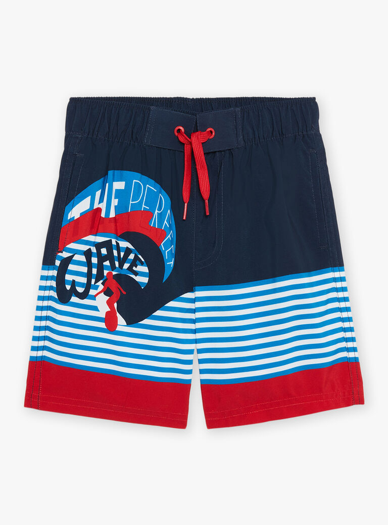 Bermuda de bain bleu marine à imprimé à rayures