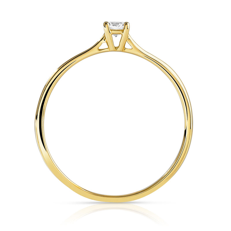 Solitaire or 750 jaune diamant 0,1 carat