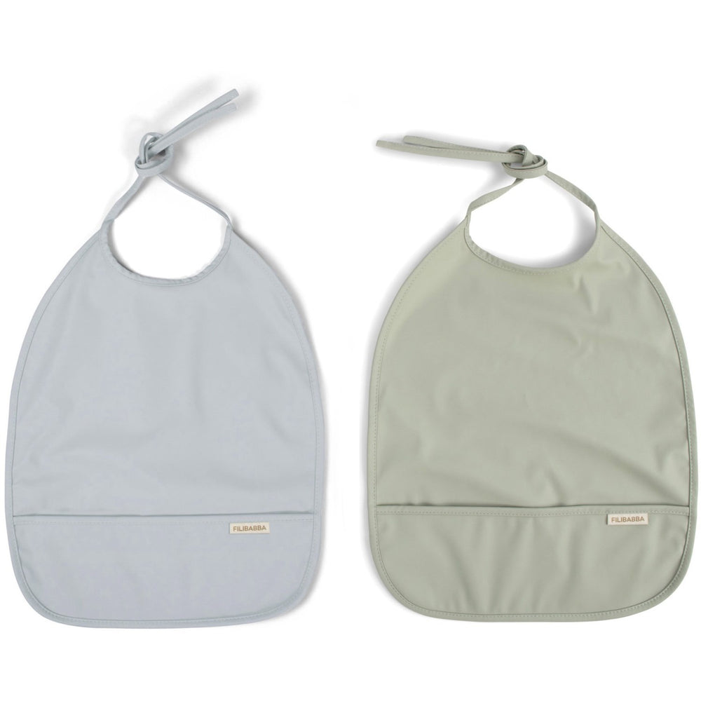 Køb FILIBABBA Hagesmæk m. bindebånd 2-pak Pearl Blue/Desert Sage