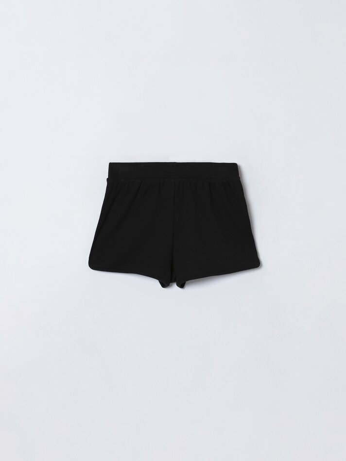 Conjunto de top canelado e shorts - Preto