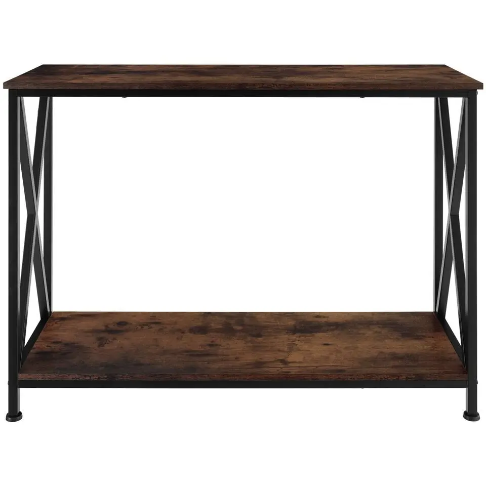 tectake Consoletafel Tacoma 100x35x80,5cm, Industrieel Hout Donker, Rustiek