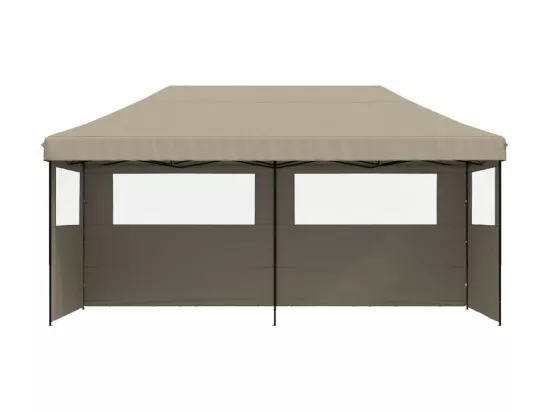 Tente de réception pliable escamotable 3 parois latérales taupe