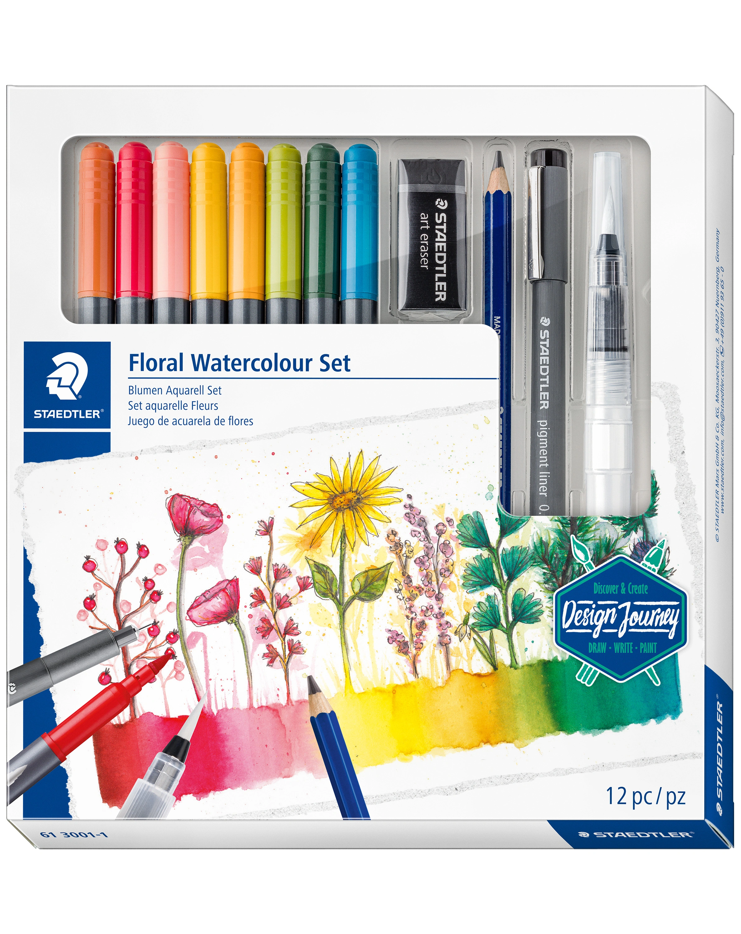 61 3001-1 Aquarell-Set BLUMEN 12-teilig