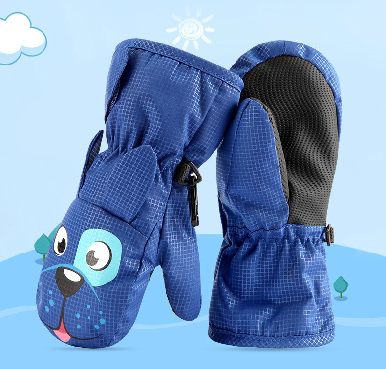 (1 Paar) Gr. M Kinder Outdoor Handschuhe Winter Ski Fäustlinge - Blau