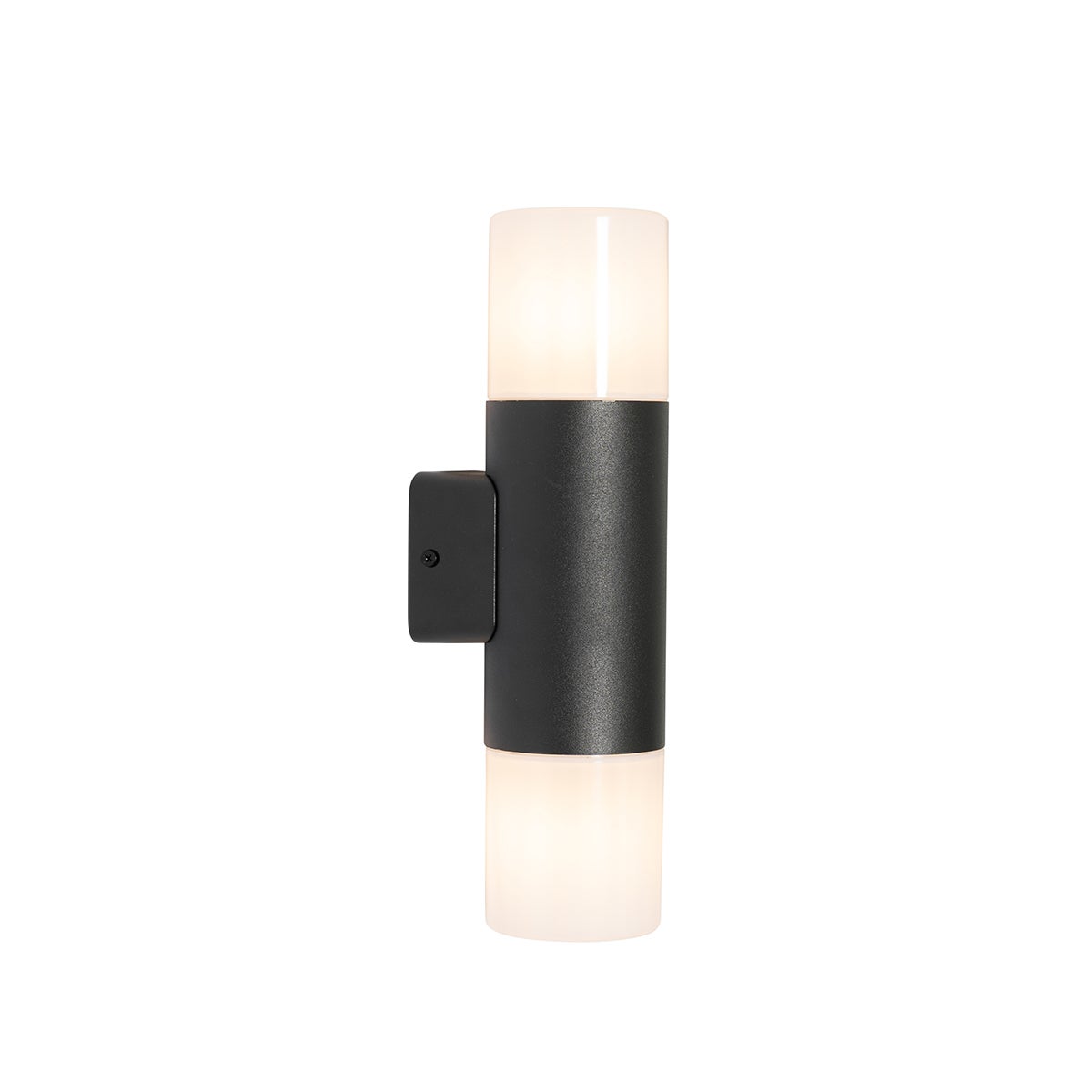 Buitenwandlamp, zwart met opaal kap, 2-lichts, IP44 - Odense
