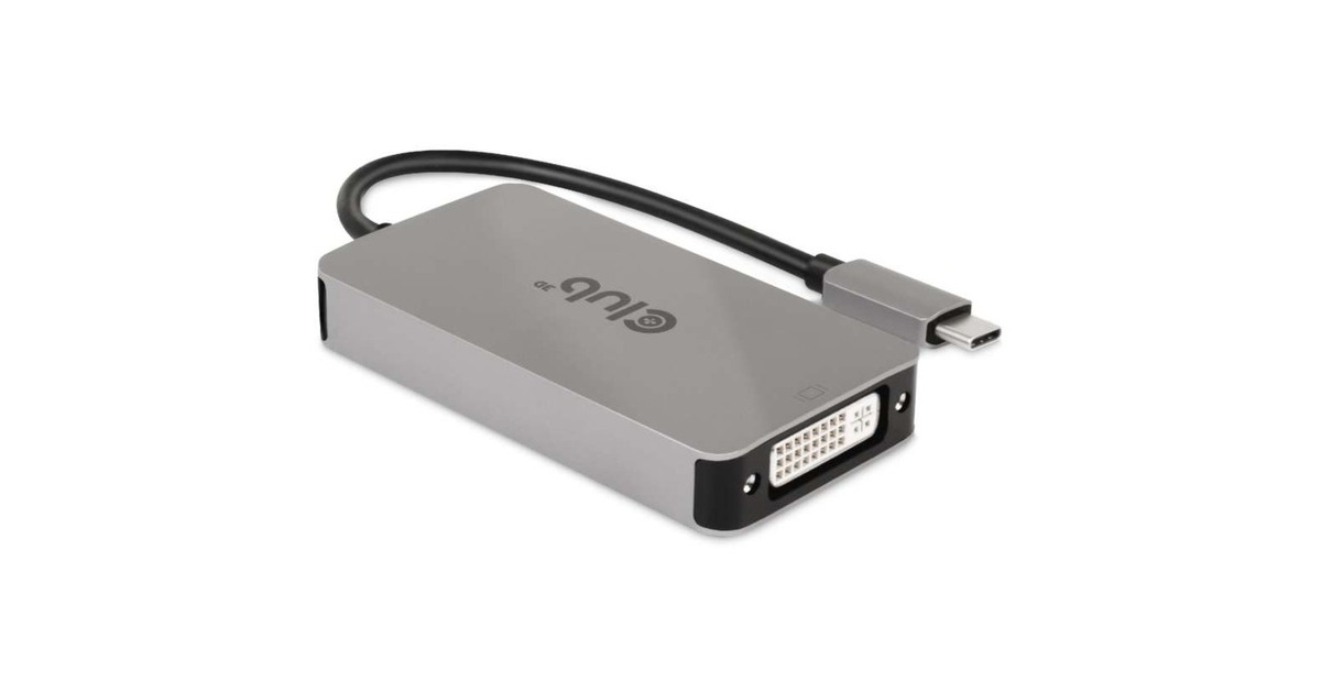Club 3DUSB 3.2 Gen1 type-C naar DVI-D HDCP off version adapter  (Grijs/zwart)