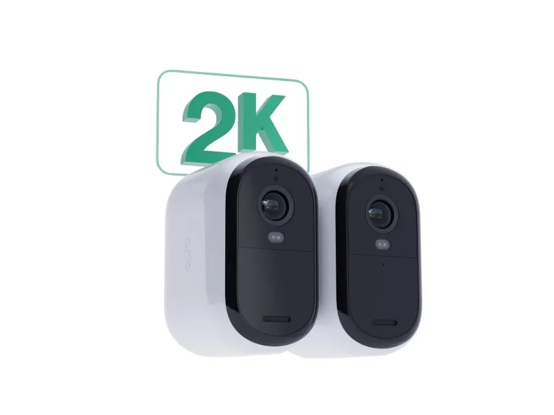 Arlo Essential XL - 2nd Generation - netværksovervågningskamera - indendørs, udendørs - vejrfast - farve (Dag/nat) - 4 MP - 2560 x 1440 - audio - trådløs - WiFi (pakke med 2)