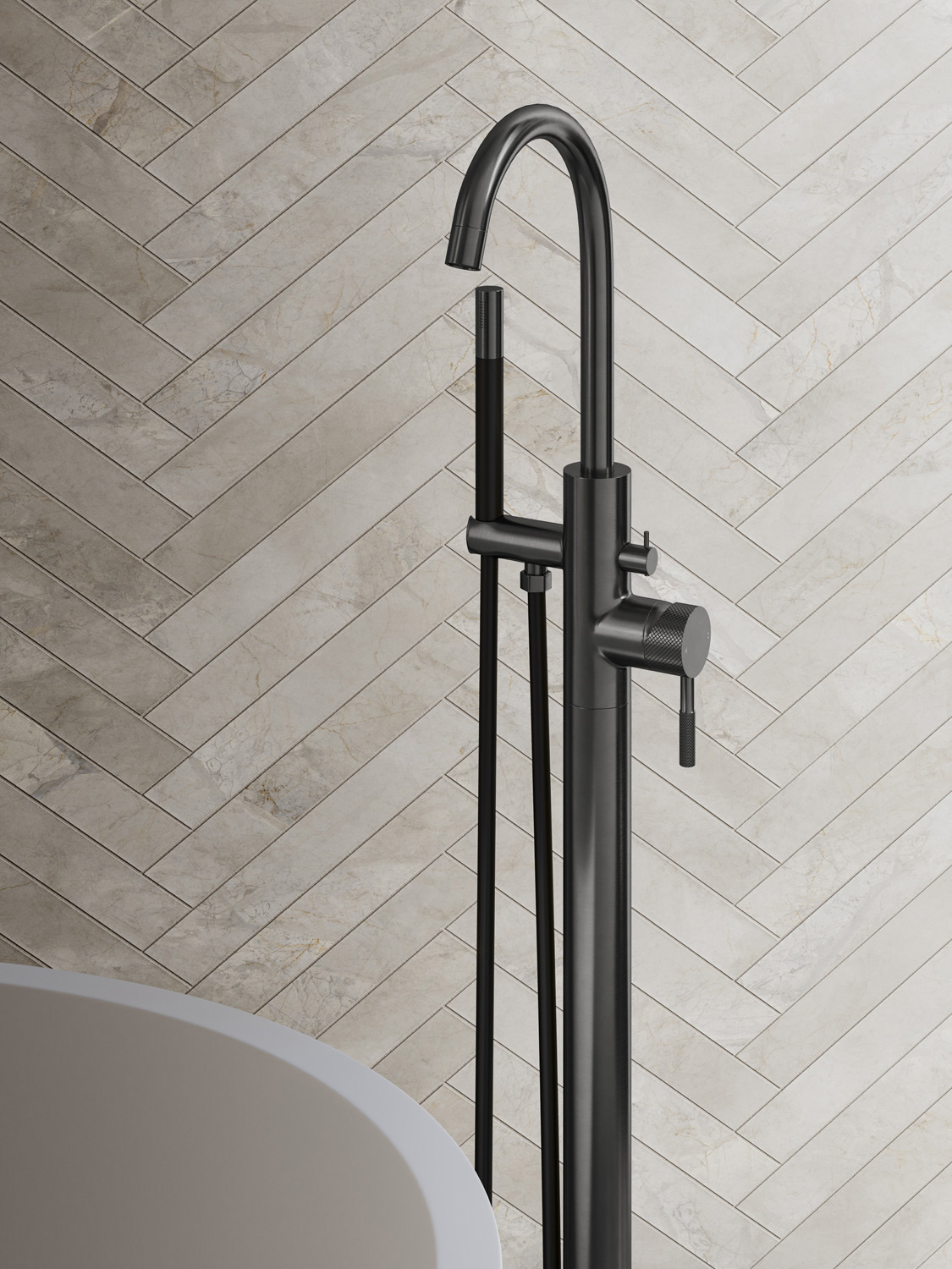 Saniclear Iron Curved Pro vrijstaande badkraan verouderd ijzer - gunmetal