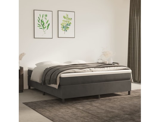 VIDAXL - Sommier 180 x 200 Sommier à ressorts de lit gris foncé 180x200 cm velours