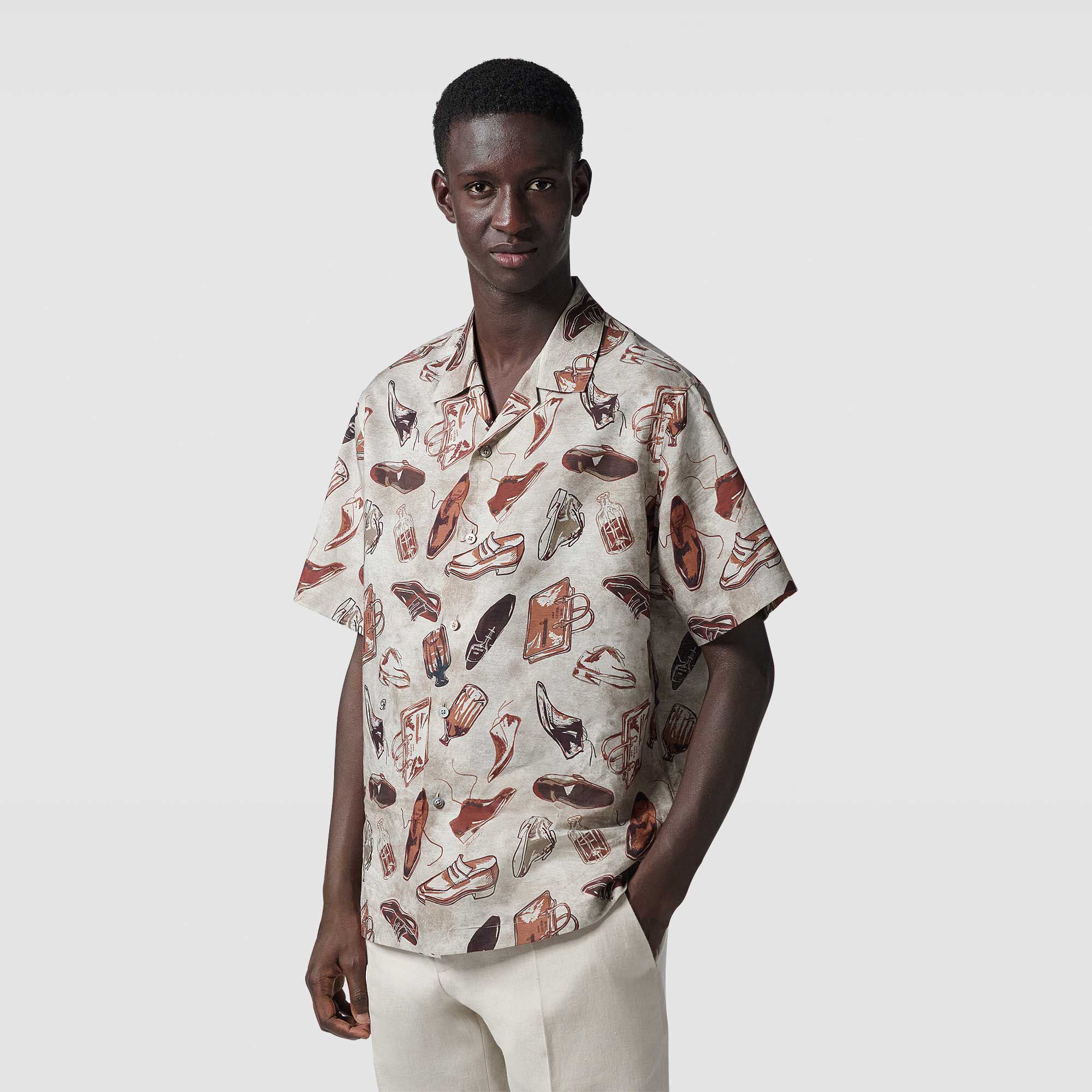 Chemise À Manches Courtes En Lin Et Coton Avec Imprime Summer