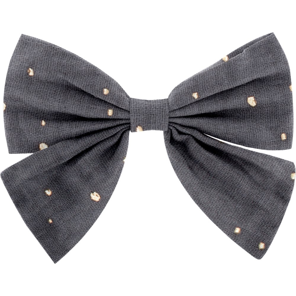 Barrette Noeud Papillon Gaze Gris Or